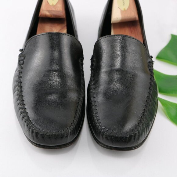 Alessandro Baroni Mens Dante Loafer Size 42 8 Black Leather Moc Toe Shoe Italy - Picture 3 of 12
